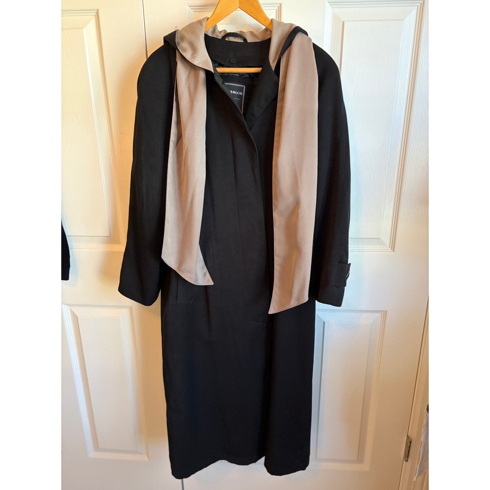 Donnybrook Authentic Rainwear Black Hooded Trench Coat Removable Liner 8P